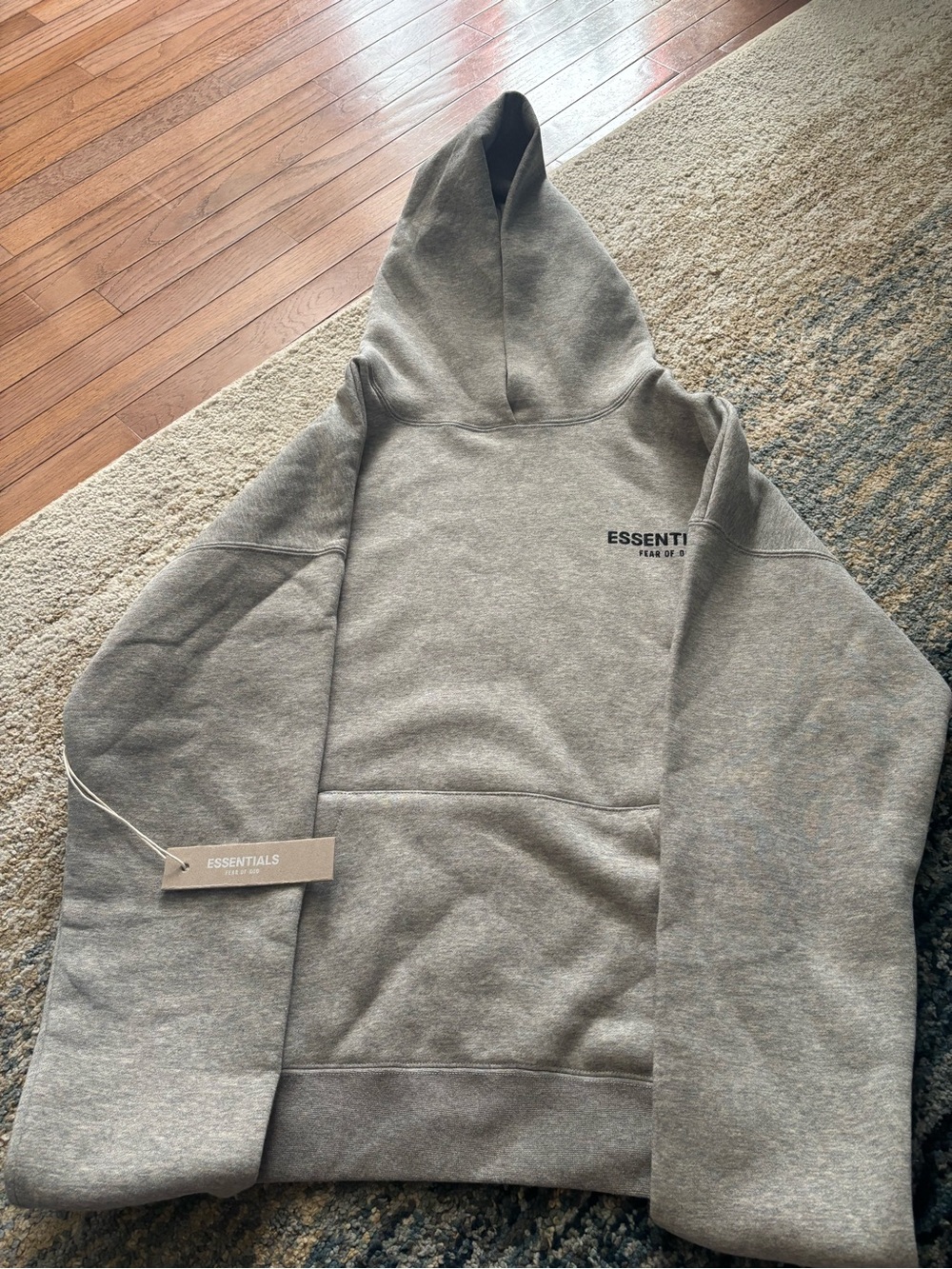 Fear of God Essentials Men's Gray Crewneck Hoodie - Minimal Logo